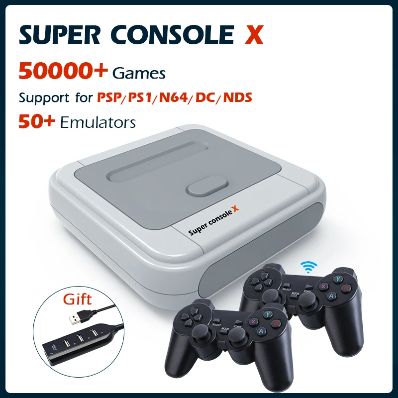 

Super Console X Video Game Consoles Wifi 4K HD Mini TV Retro Game Player for PS1/DC/N64/NDS With 50+ Emulators 50000+ Games