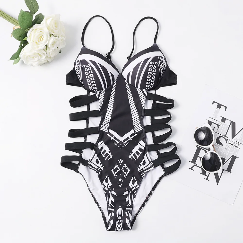 Однокусочный купальник с ремешками на боковой части Sexy Strappy Side для женщин, крест-накрест, с эффектом push up, купальная одежда 2020 года, пляжная одежда, бандажные купальники.