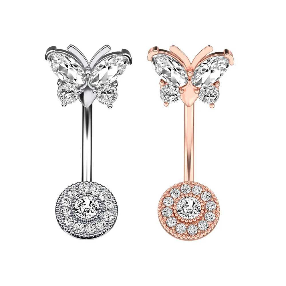 

New Sexy Crystal Butterfly Shape Belly Button Rings Charm Metal Navel Piercing Belly Piercing Sexy Women Men Body Jewelry Gift