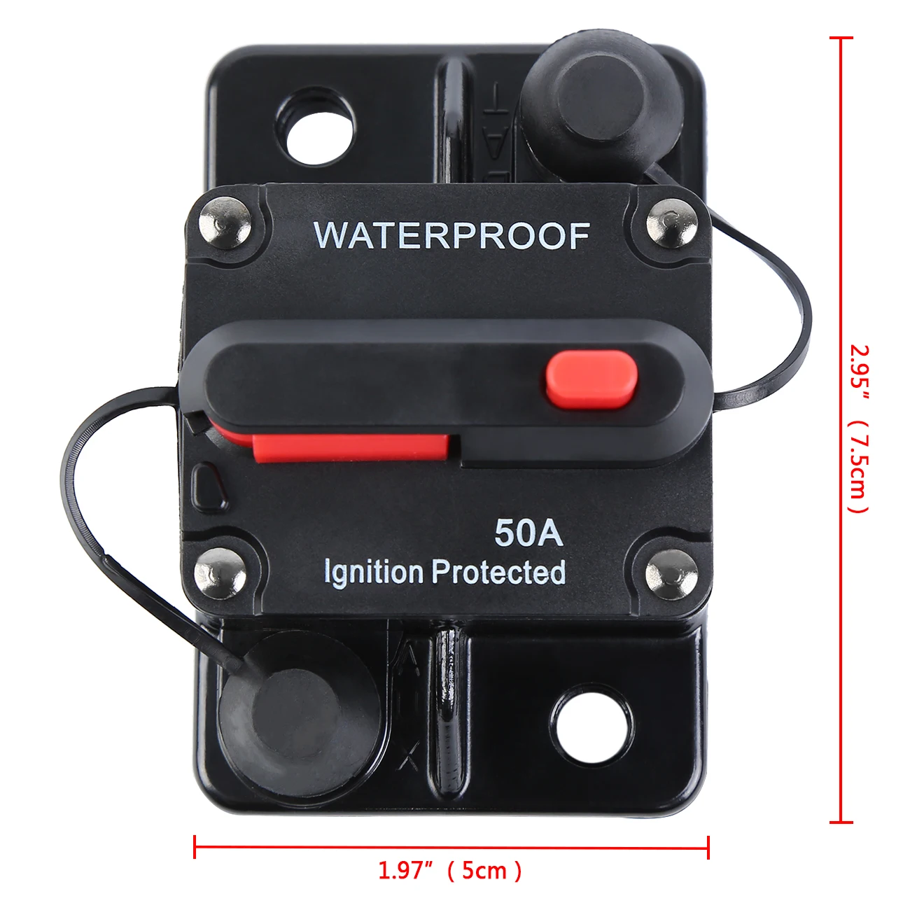 

DC 12-48V 50A AMP Circuit Breaker Fuse Reset Auto Car Boat Waterproof IP67 Reset Switchable DC Short-circuit Protector