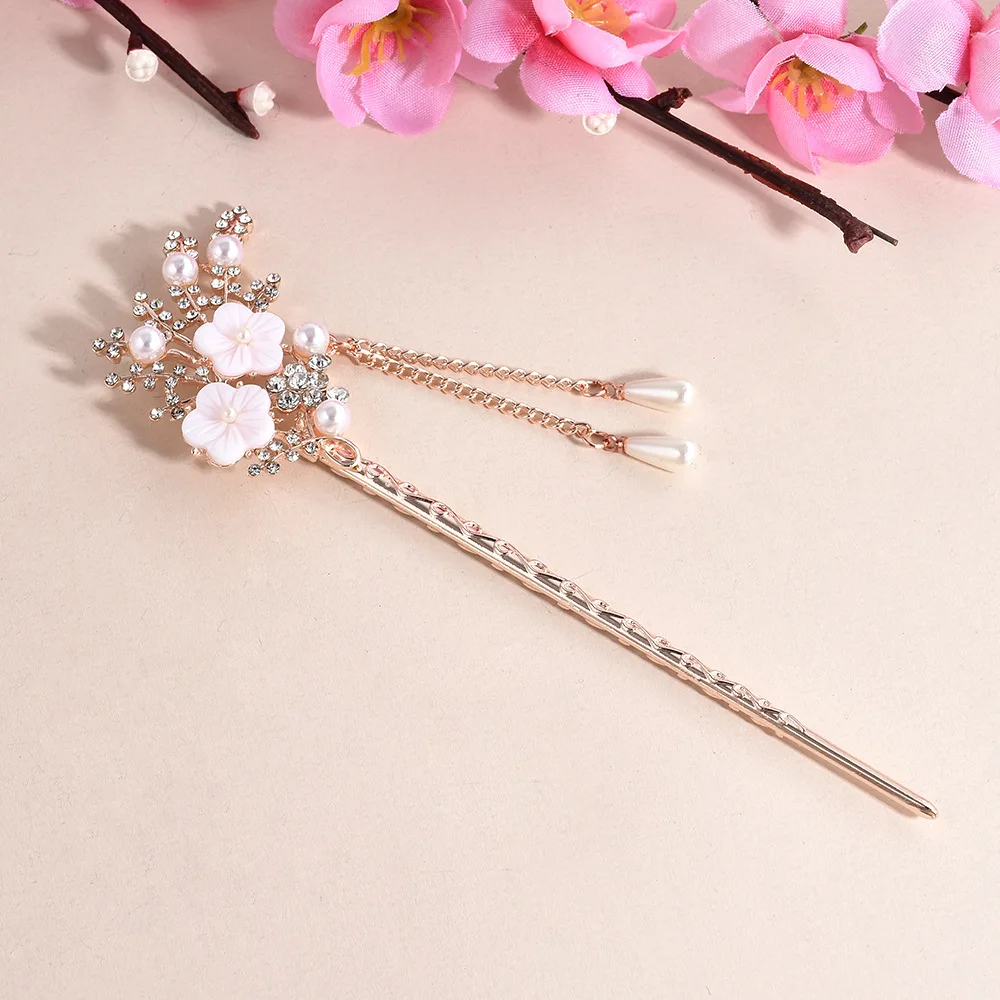 

1Pcs Hair Claw Direct Pearl Plate hairpin Red White Bridal Headdress Hair Sticks Jewelry Ornaments Chinese Ancient Style