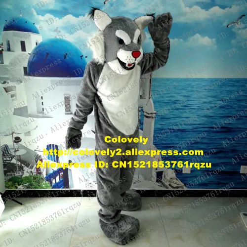 Серый длинный меховой волк хаски собака дикий кот пушистый костюм талисман