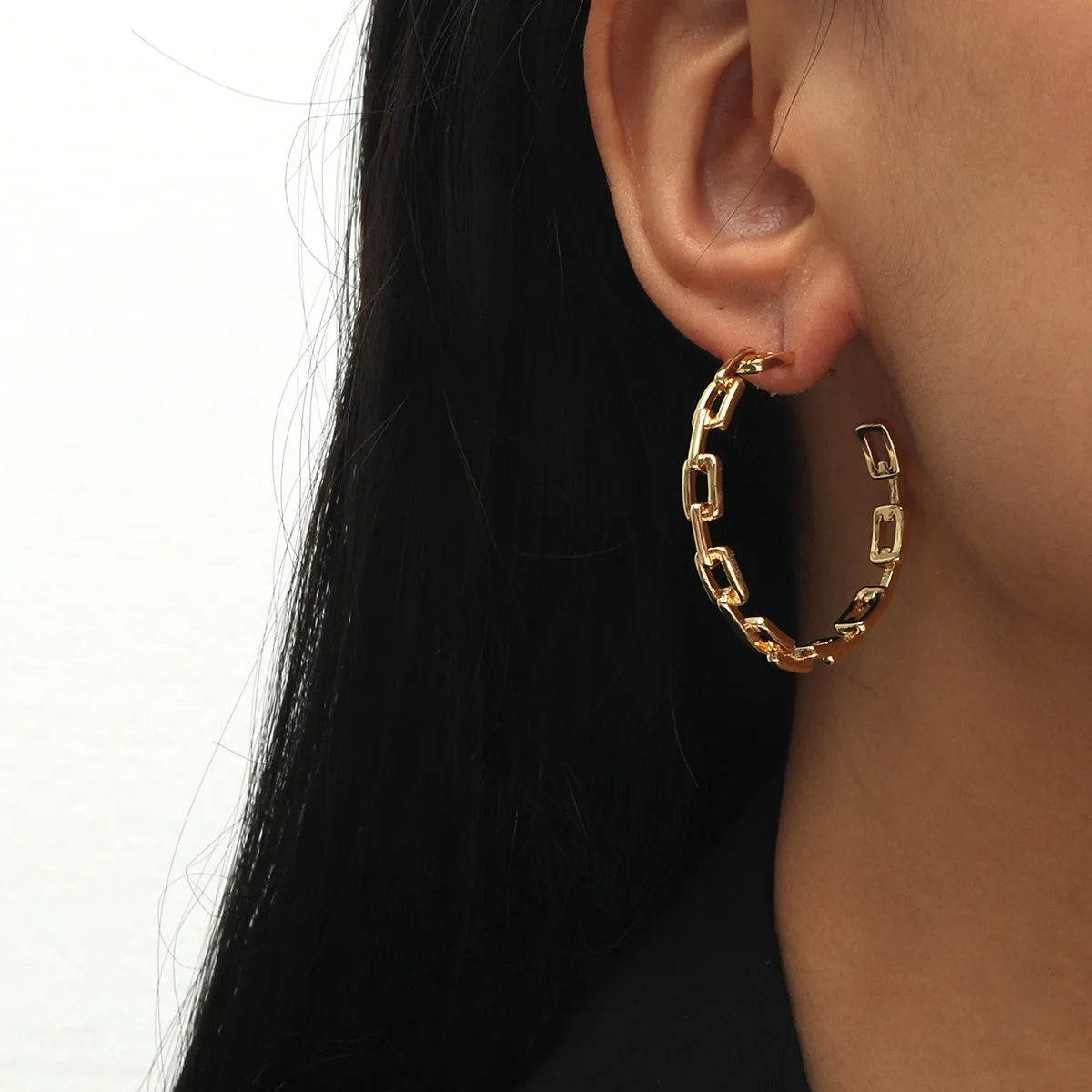 MOREDEAR 18KGP серьги в виде звеньев цепи серебро 925 пробы аурикулярная игла 1 пара для женщин