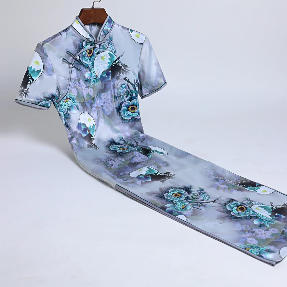 

Модный короткий рукав платье Qipao сезон: весна–лето Винтаж Robe Vestidos по бокам платье Ципао с разрезом платье