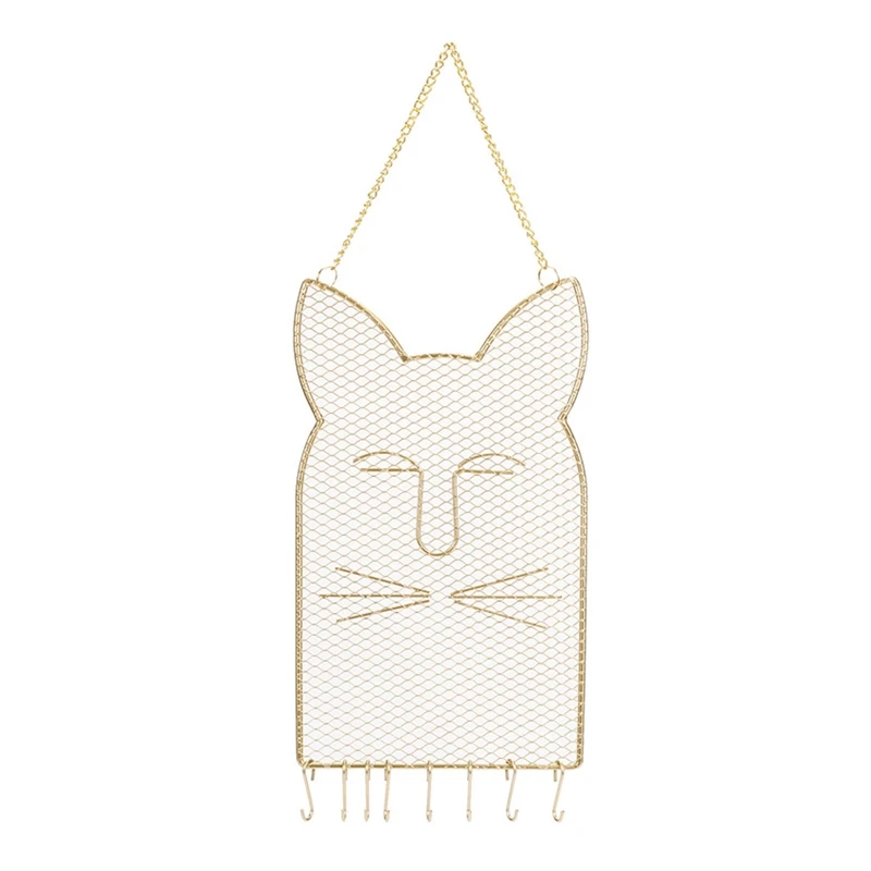 

Металлическая подвесная настенная полка для ювелирных изделий с кошачьими ушками, креативный держатель для сережек, ожерелий, колец, брасл...