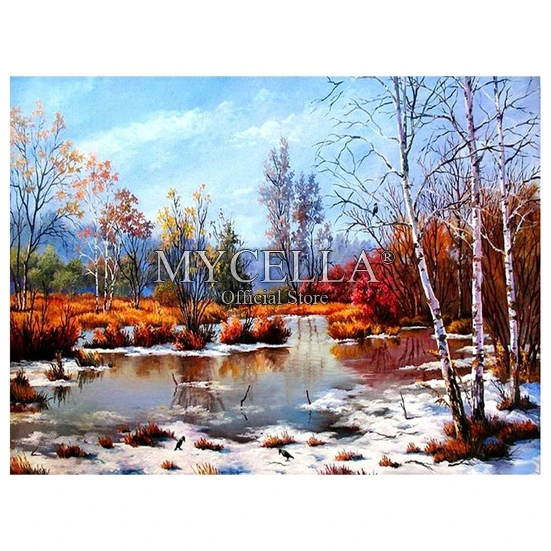 

Diamond Embroidery Landscape 5D DIY Diamond Painting Winter Full Drill Picture Of Rhinestone Decor Home Handcraft Stickers