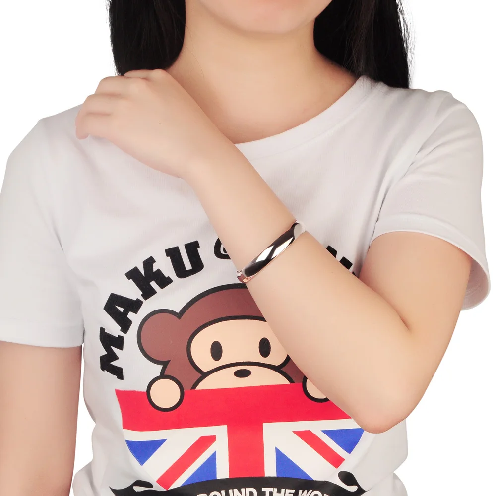 Женский браслет из серебра 925 пробы блестящий серебристый с гравировкой|Гибкие и