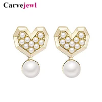 carvejewl simulated pearl stud earrings korea design cute abstract cartoon mickey minnie small earrings for women girl jewelry