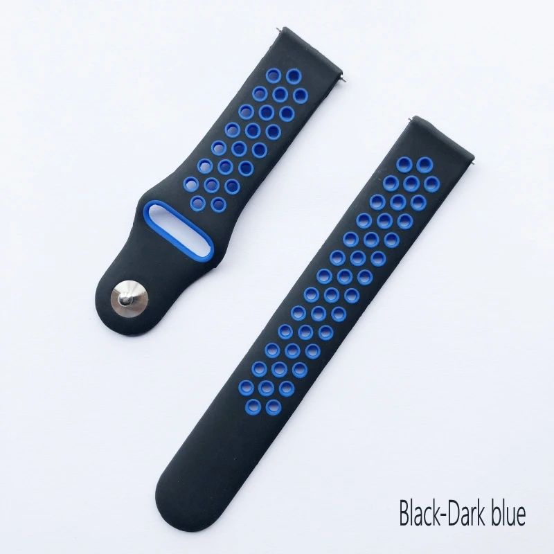 Высокое качество 20 мм двойной цвет силиконовый ремешок для Huami Amazfit Bip BIT PACE Lite Молодежный сменный Браслет - Цвет: BlackBlue