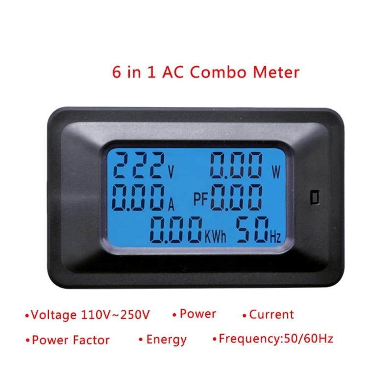 

Large-Screen 20/100A AC 110-250V LCD Digital Panel Power Watt Meter Monitor Voltage KWh Voltmeter Ammeter