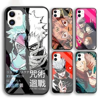japan hot cartoon anime jujutsu kaisen phone case for iphone 6 6s 7 8 plus xr x xs xsmax 11 12 pro mini max tempered glass