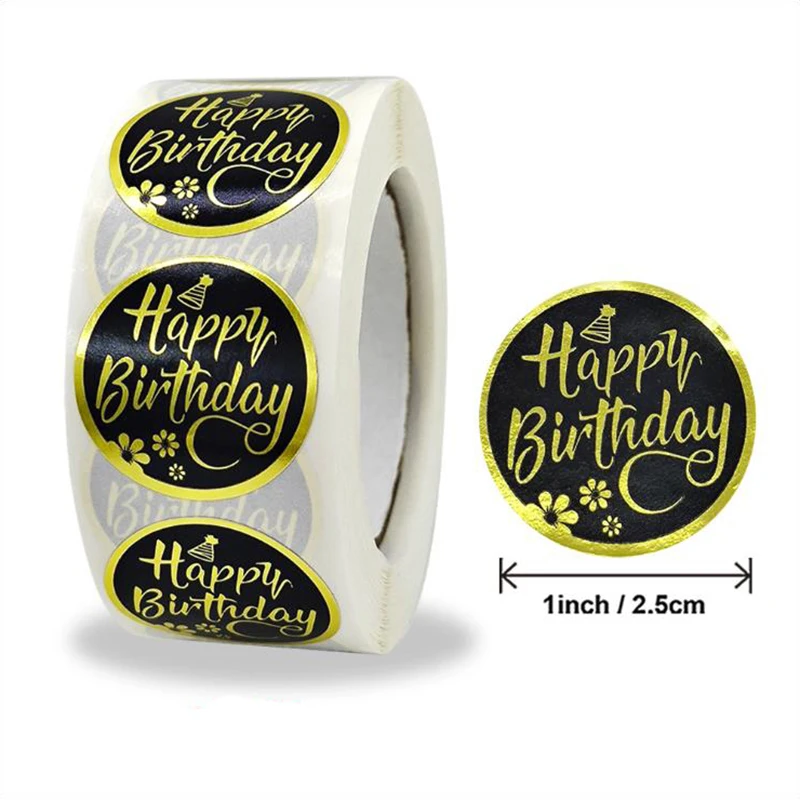 

Бронзирующие наклейки на день рождения, ярлыки, черная бумага, липкая наклейка, украшение, скрапбукинг, запечатывание, канцелярские принадл...