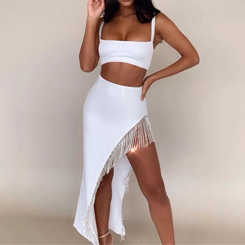 Женский комплект из двух предметов Adogirl однотонный белый укороченный топ на