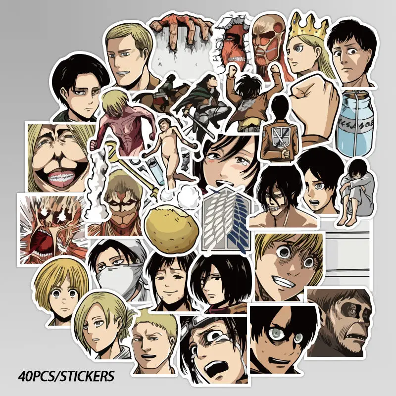 

40PCS Attack on Titan Stickers Cartoon Ins Mobile Phone Personality Laptop Stickers Cute Personality Waterproof DIY Decoration