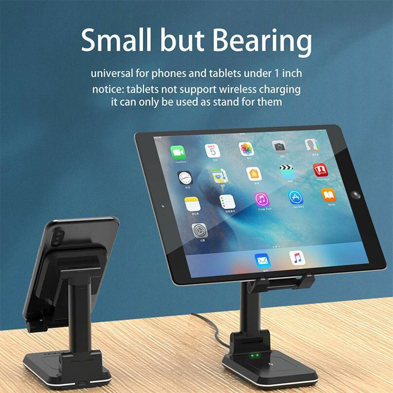 new hot 2 in 1 wireless charger stand retractable portable phone bracket 10w qi charging dock holder free global shipping