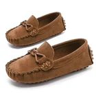 Туфли детские без шнуровки, модные лоферы, повседневная замшевая обувь, плоская подошва, для начинающих ходить мальчиков и девочек, 2021