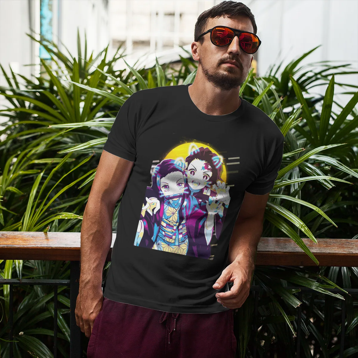 

Westcreek Nezuko Kamado and Tanjiro Kamado Printing Pink Punk Anime Summer New 90s T-Shirts 108695