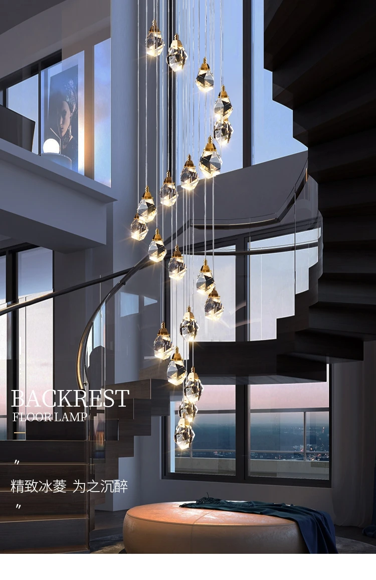 Luxurious diamond crystal droplight big stairs sitting room golden home decoration chandelier lighting led lights | Лампы и освещение