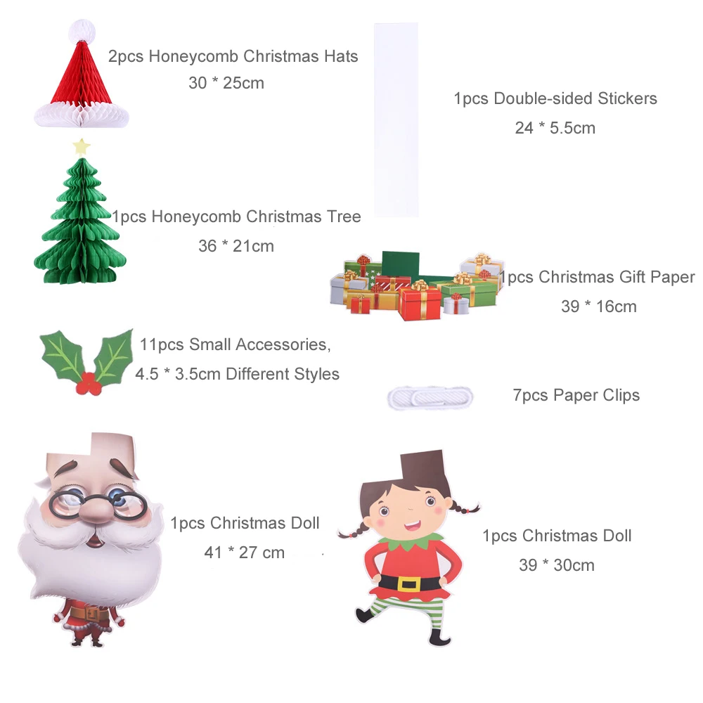 3 шт. оберточная Бумага Рождественская елка Санта Клаус сотовые шары висячие DIY