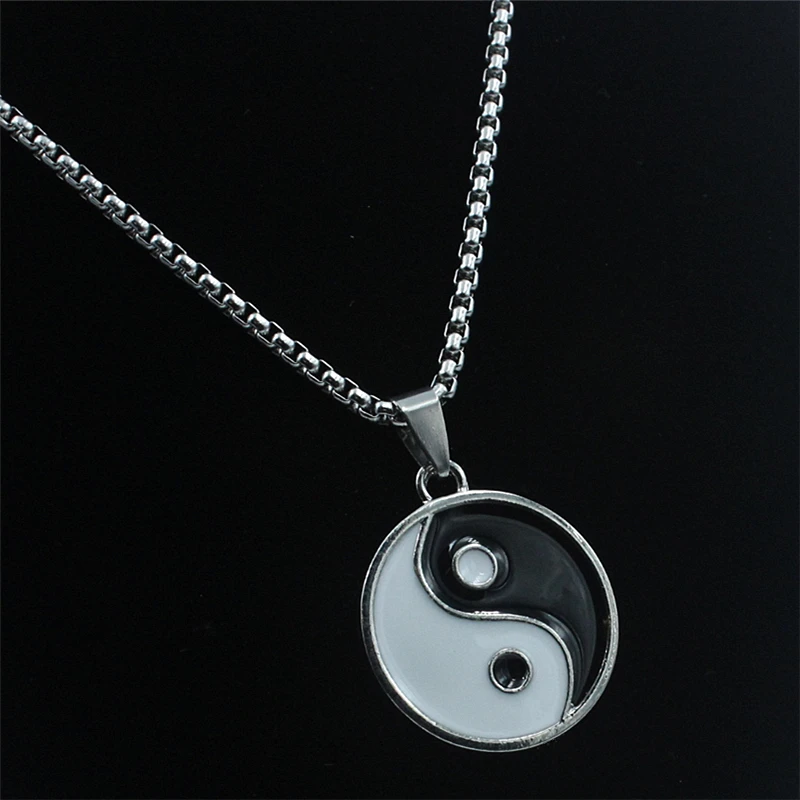 Черно белое ожерелье из сплава с капающим маслом подвеской в Стиле Инь и Ян