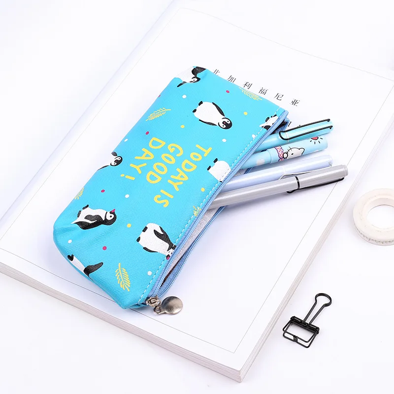 Кавайный чехол для карандаша кожаные школьные принадлежности с фламинго