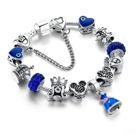 attractto blue christmas bell bracelets for women crystal crown bracelet charm jewelry pulseras mujer bracelet female sbr190513