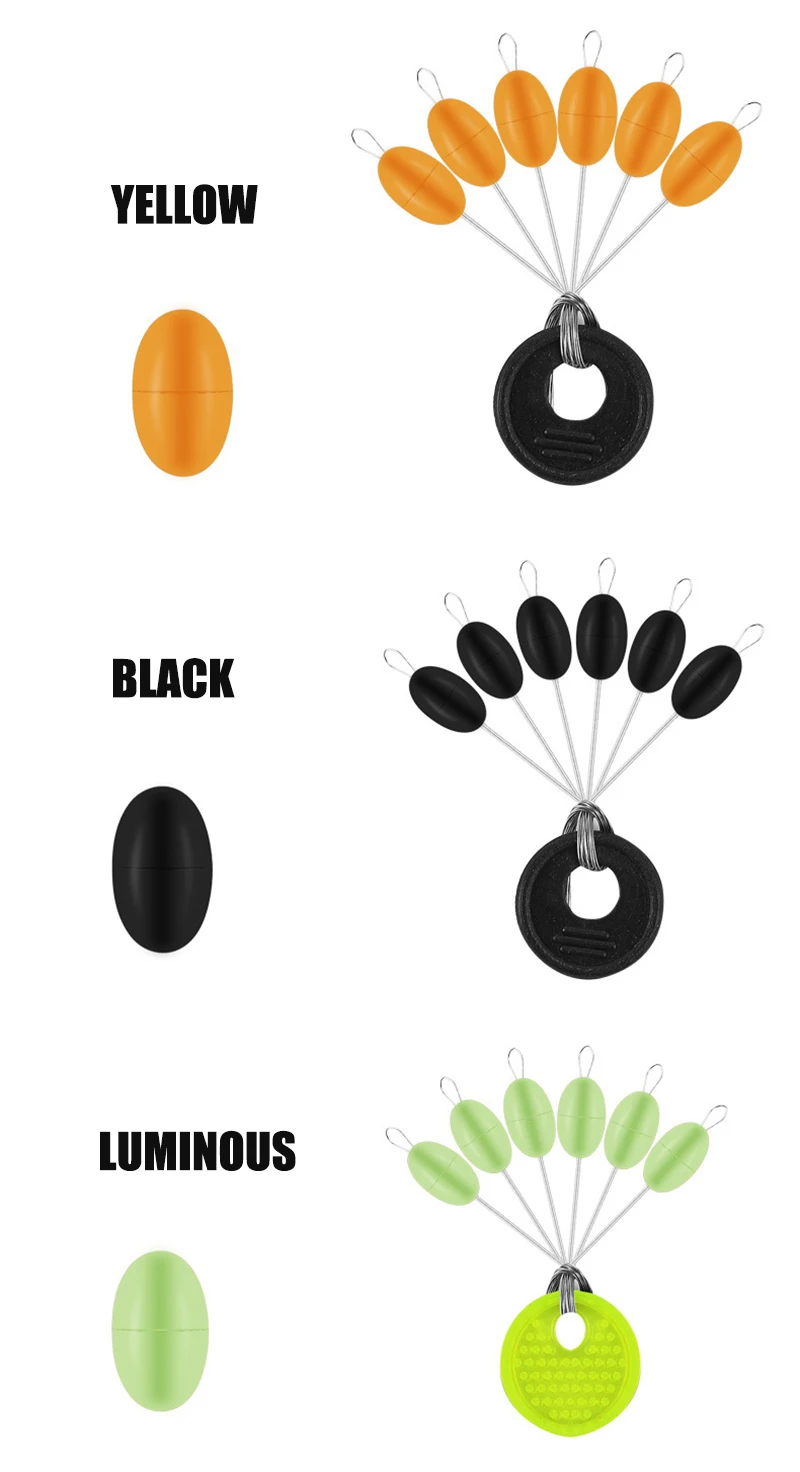 60pcs /10packs Large Space Beans Olive Luminous Rubber Stopper Fishing Tackle Sea Fishing Accessories Silica Gel Connector