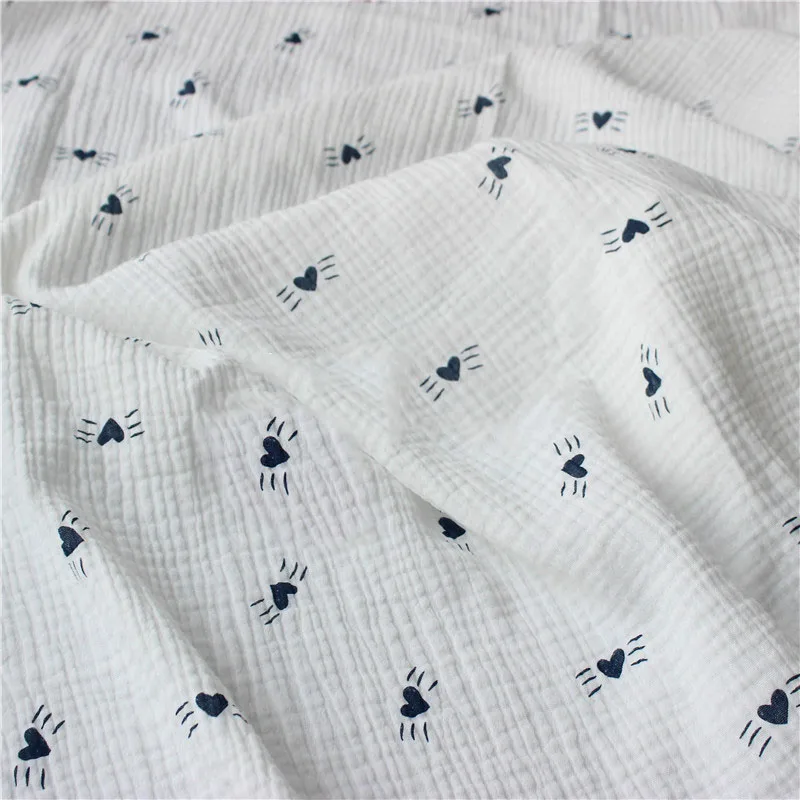 Белый/желтый чистый хлопок креп ткань в форме сердца материал для лоскутного