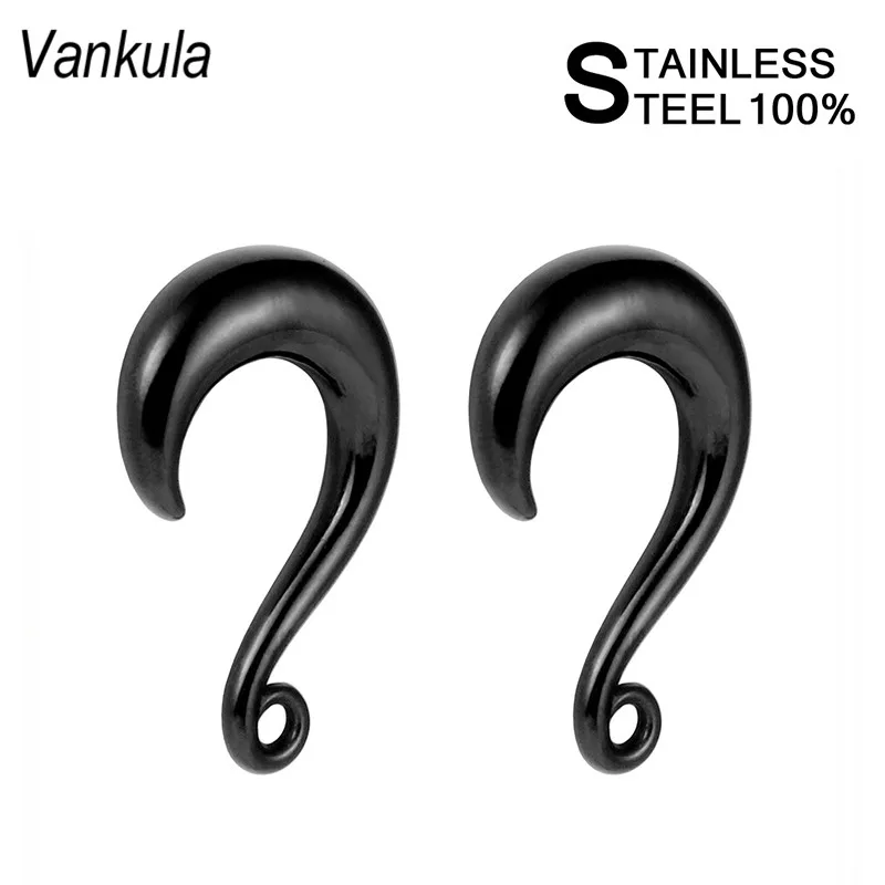 black Vankula 2шт 316L нержавеющая сталь спиралевидый ушной наконечник измерительные приборы PVD покрытие ушной Туннель Вилки растяжения подвески для ушей вес 4 мм 6 мм 8 мм - Окраска металла: black