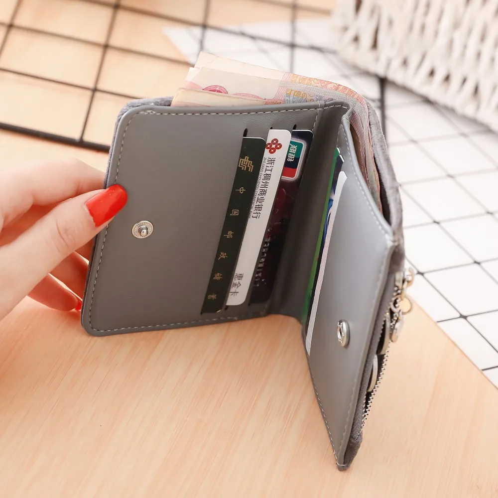 Популярный новый короткий женский ультратонкий складной бархатный кошелек в