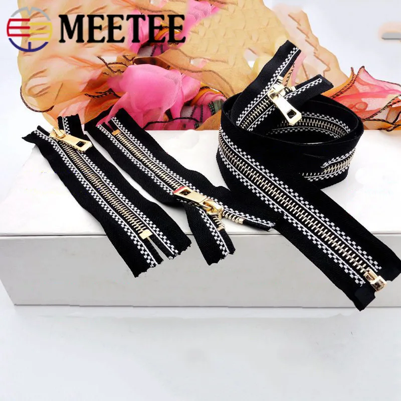 Meetee 14 см 2 шт. 70/100 1 тесьма жаккард 5 # металлическая молния медь