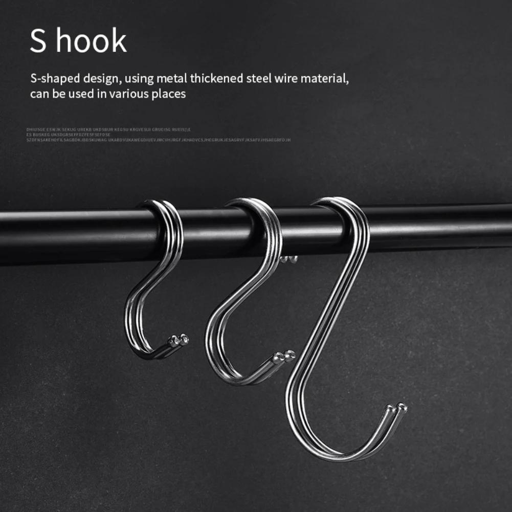 

Kitchen Hooks S-shaped Hanging Metal Hook Stainless Steel Closet Organizer Handbag Holder Handy Kitchen Tools 5.5/7.7/9cm