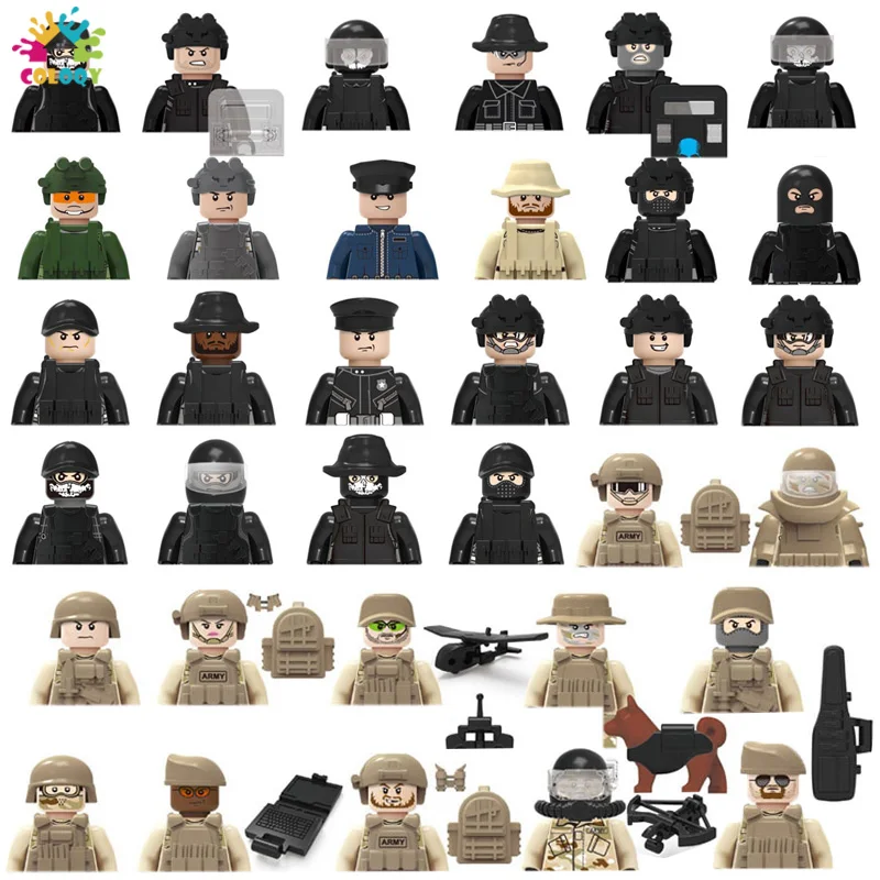 

Military Toys Policeman Figures Building Blocks Special Forces SWAT Soldiers Bricks Educational Toys For Boys Christmas Gifts
