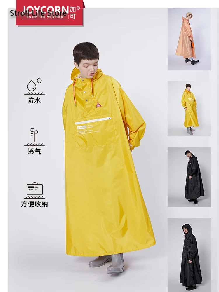 Длинный стильный женский дождевик полноразмерный ветрозащитный мотоциклетный