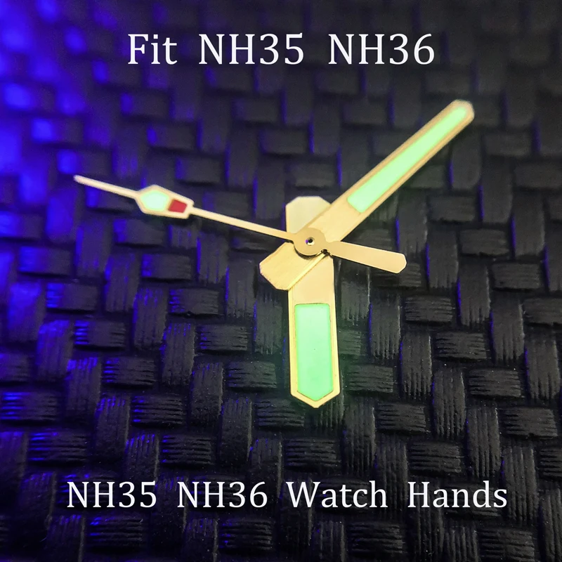 

Часы наручные Uhrzeiger для NH35 NH36 4R35/36 7S26, механизм mirar las manos Jpanese C3, зеленые светящиеся часовые инструменты