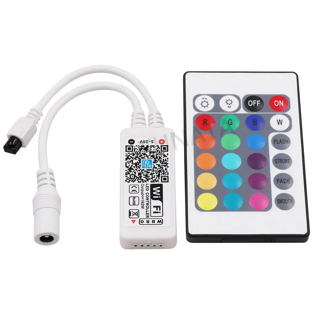 DC9 12V Мини WiFi светодиодный RGB RGBW контроллер с 24 клавишным ИК пультом