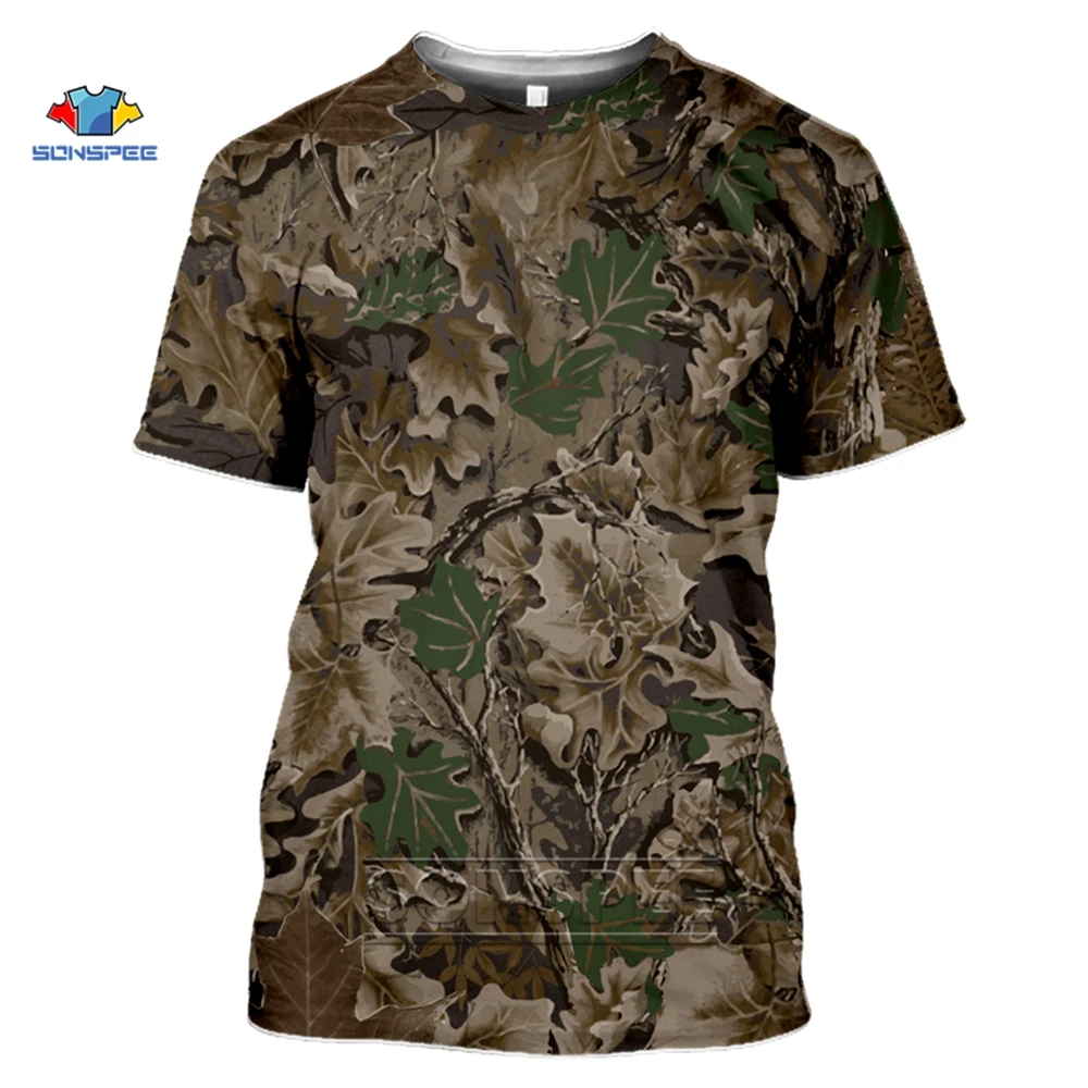 SONSPEE Outdoor Hunting Camouflage T-shirt Men 3D Print Summer Cool Military Tops Sport Camo Camp Gym Tees Shirts Mens Clothes | Мужская