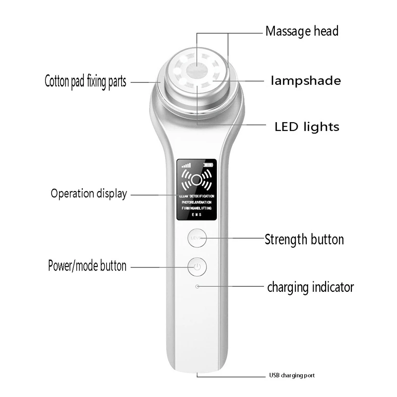

Led Light Therapy Face Massager EMS Ion Facial Skin Firming Anti Aging Deep Cleaning Skin Massager