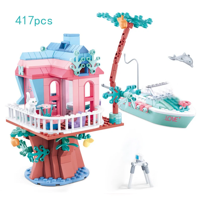 Набор игрушек для детей Sluban City Architecture Friends Wedding House, розовый автобус, гоночная принцесса, серия "Мечты".