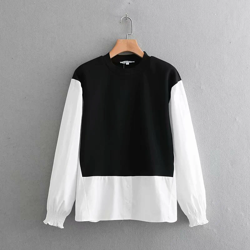 Женская белая Повседневная Блузка в стиле пэчворк Весенняя женская модная