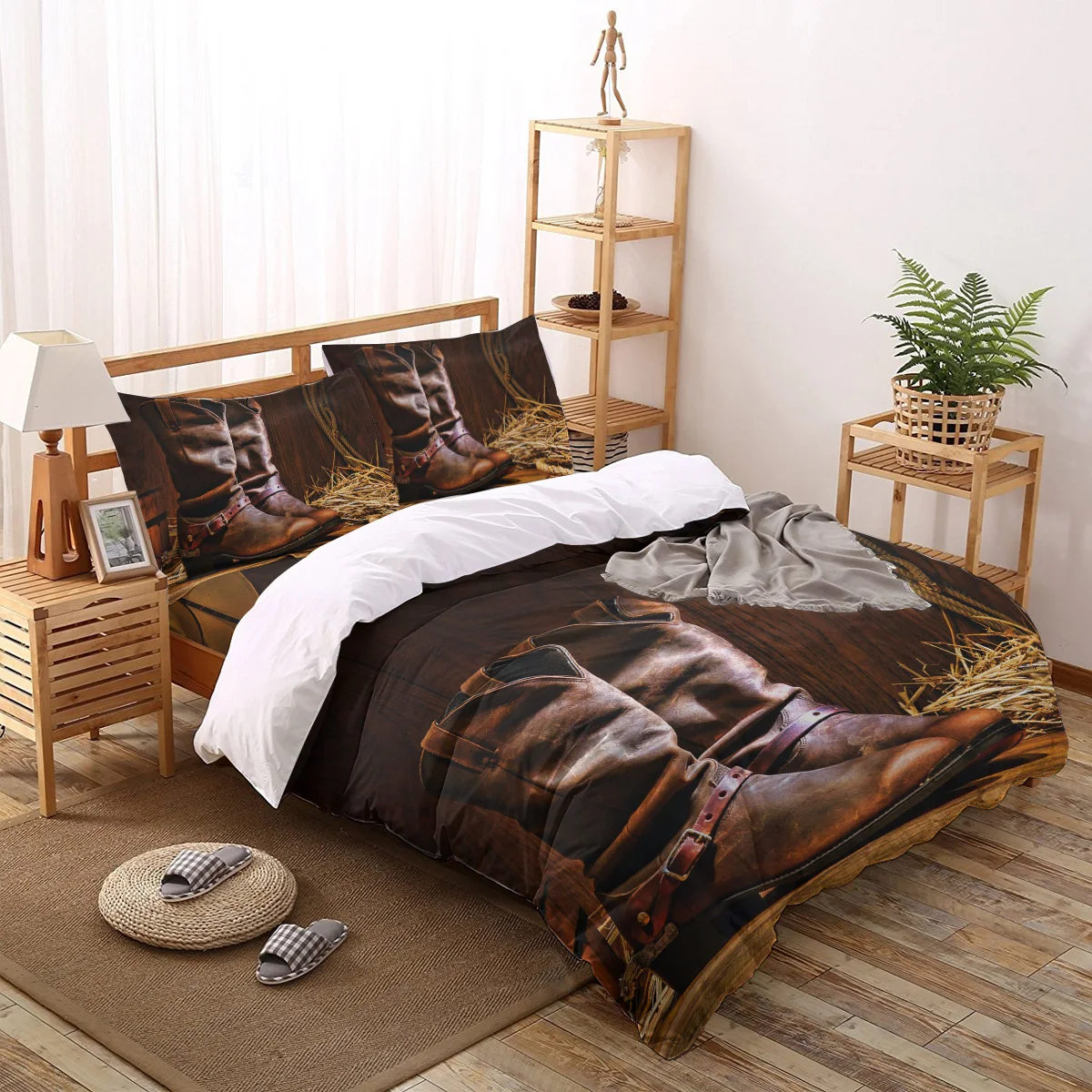 Ковбойские сапоги представляют собой формальный деревянный принт Комплект