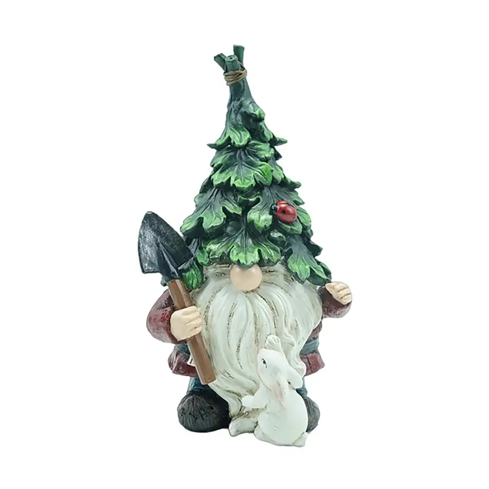 

NEW Garden Statue Resin Dwarf Statue Holding Shovel Garden Figurines Decoration for Patio Yard Lawn Ornaments Gift