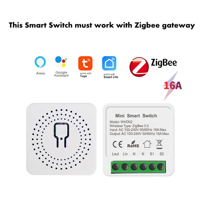 Смарт-выключатель Zigbee 3 0 16 А с поддержкой Alexa и Google Home | Электроника