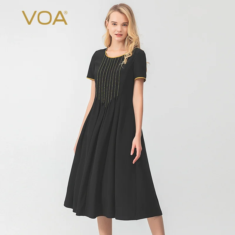 VOA Элегантное Черное летнее женское платье 2021 36 момме шелковые платья Твердые