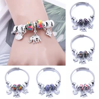 elephant heart rhinestone bracelets bangles charm crystal adjustable bracelet silver color women jewelry