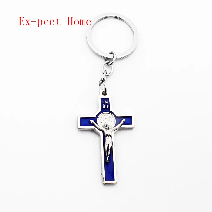 Env&iacute;o gratis por DHL, 100 unids/lote, nuevo llavero de aleaci&oacute;n de Zinc Jes&uacute;s en la cruz, llaveros de Metal Jes&uacute;s en la cruz para regalo Cristiano-0