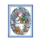 Набор для вышивки с милым снеговиком Joy Sunday, Набор для вышивки крестиком с животными для гостиной, Набор для вышивки китайской вышивки