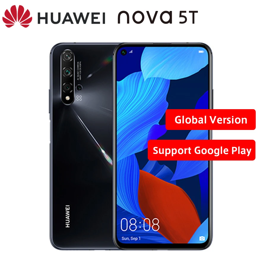 Глобальная версия Huawei Nova/5T LTE мобильный телефон 6 26 &quot8GB RAM 128GB ROM Kirin 980 48MP камера