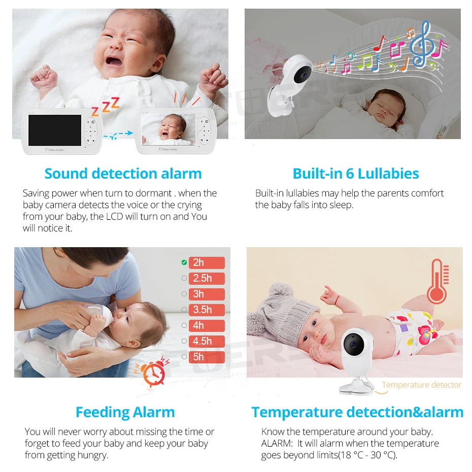 4 3 дюймов беспроводной цветной видеоняня с высоким разрешением 1080P детская няня