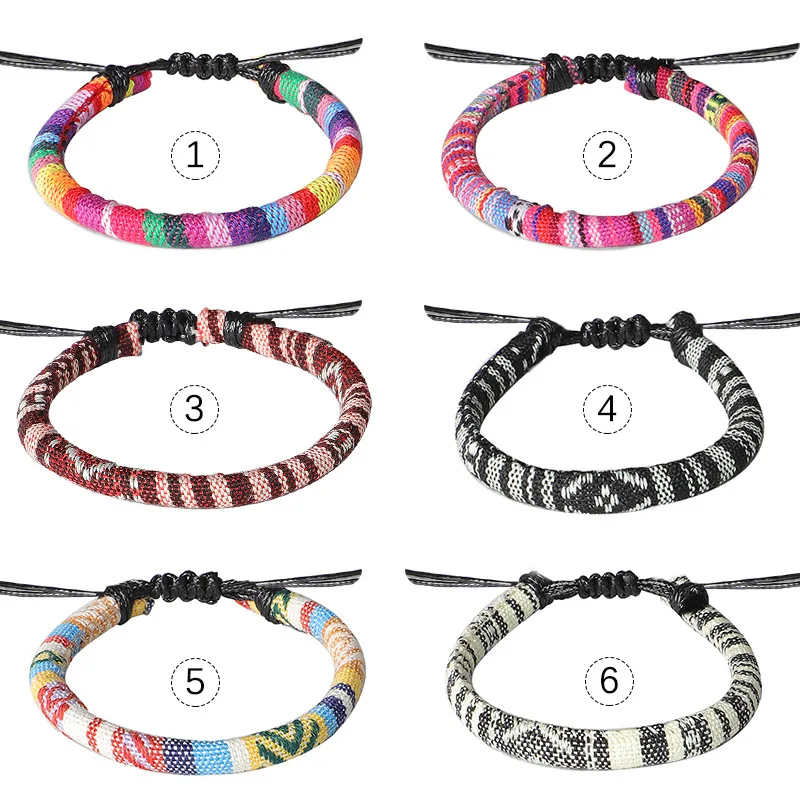 

Bohemian Friendship Handmade Colorful Rope Chain Bracelet Ethnic Adjustable Bracelets for Women Girl Cuff Jewelry